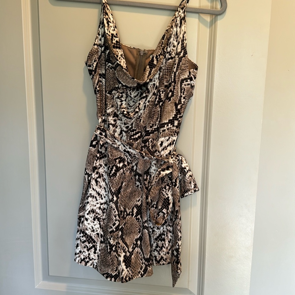 Snakeskin cowl neck romper